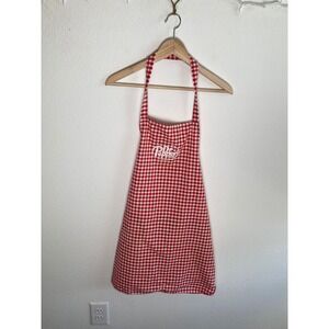 Dr. Pepper Apron Unisex OS Red Gingham Checkered Football Logo Bib BBQ Tailgate